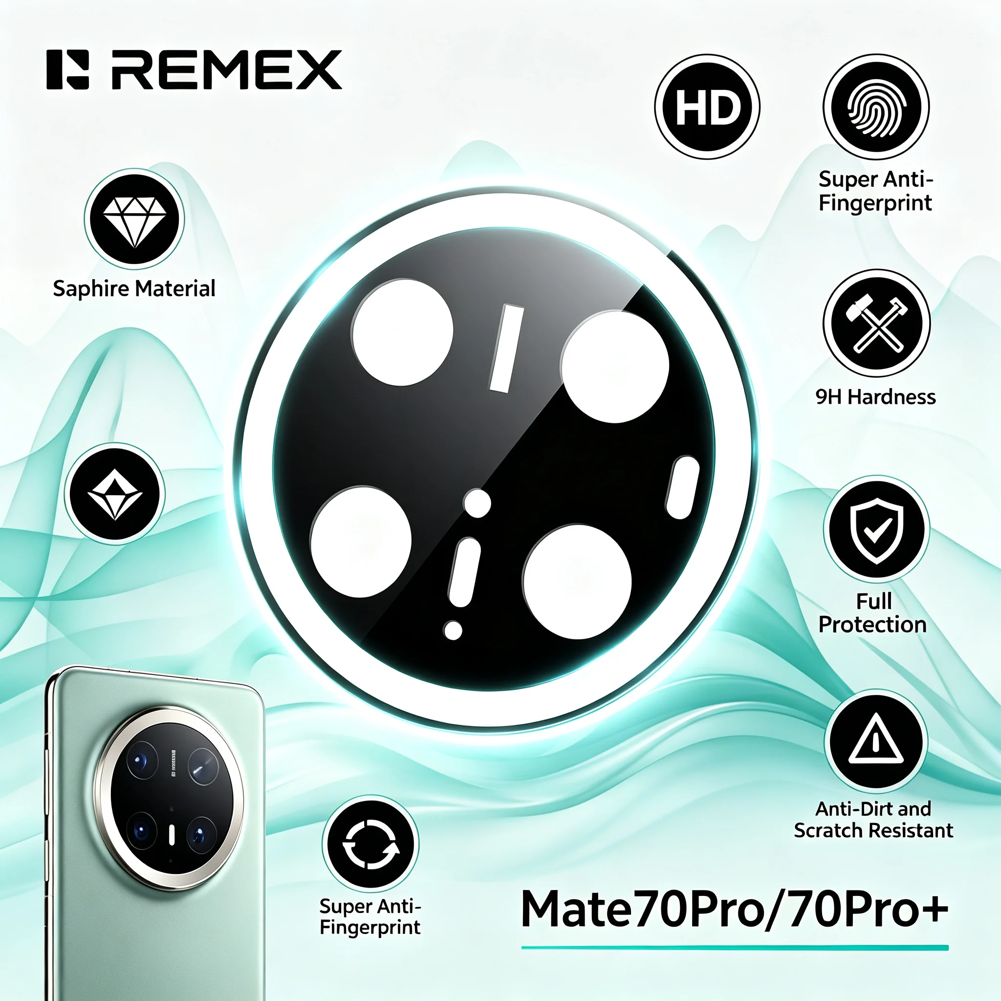 REMAX Sapphire 9H Camera Lens Protector Anti Scratch Anti Blue Light Antibacterial AR Double Sided Coating
REMAX Sapphire 9H Camera Lens Protector Anti Scratch Anti Blue Light Antibacterial AR Double Sided Coating
