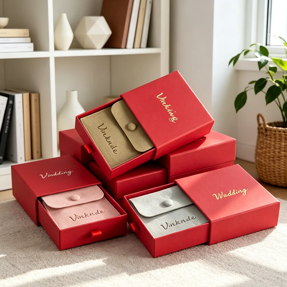24pcs Personalizd Cardboard Drawer Jewelry Box with Microfiber Snap Bag Necklace Earrings Ring Oils Brooch Packaging Gift Boxes
24pcs Personalizd Cardboard Drawer Jewelry Box with Microfiber Snap Bag Necklace Earrings Ring Oils Brooch Packaging Gift Boxes