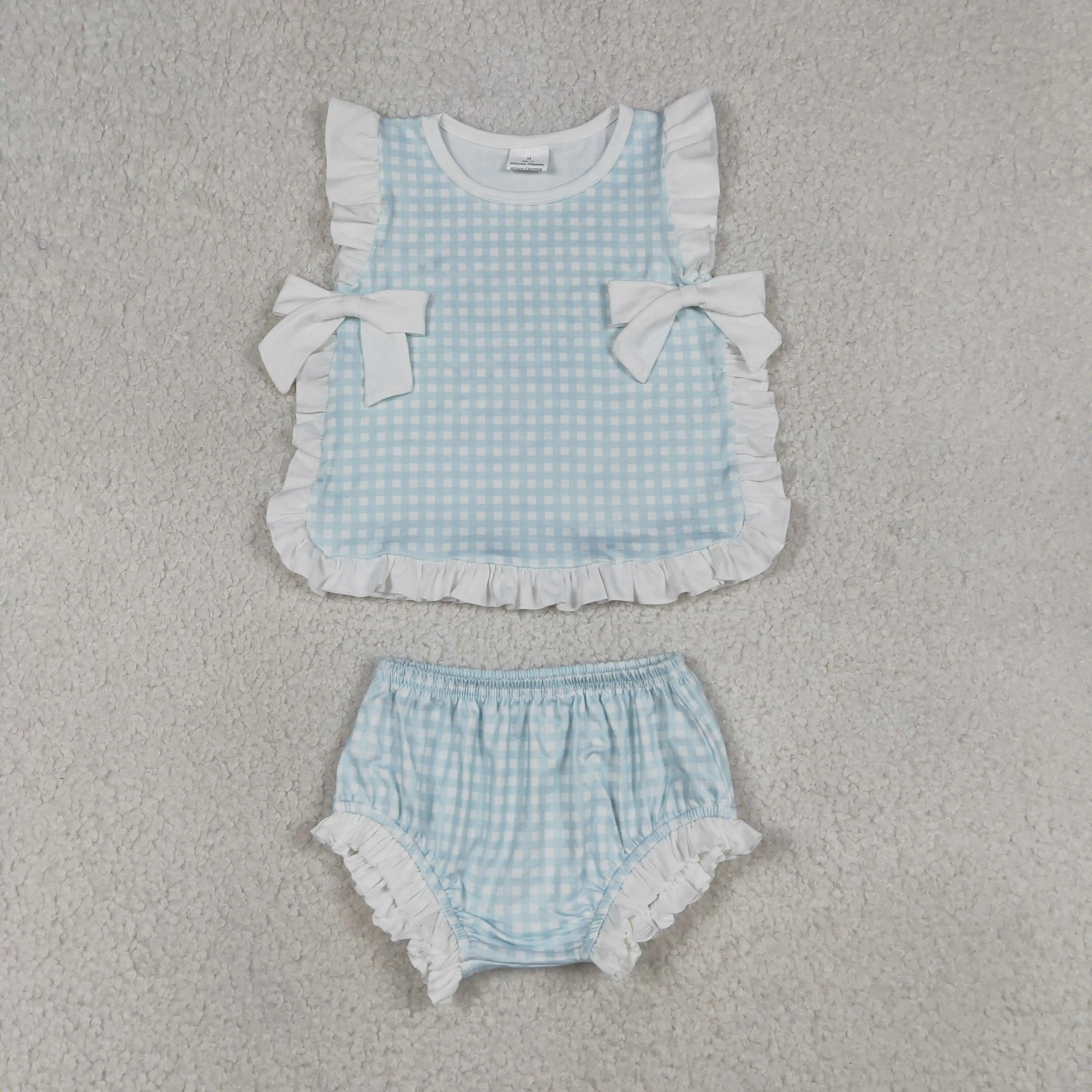 Wholesale Infant Baby Girl Blue Plaid Outfit Toddler Kids Bows Shirt Set Bummie Shorts Children Summer Clothing
Wholesale Infant Baby Girl Blue Plaid Outfit Toddler Kids Bows Shirt Set Bummie Shorts Children Summer Clothing