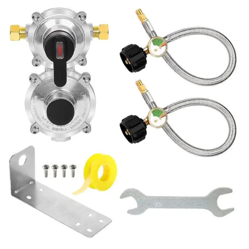 Auto Changeover Propane Regulator Trailer Propane Regulator With 18 Inch Hose Automatic Changeover Adapter With Gauge 2-Stage
Auto Changeover Propane Regulator Trailer Propane Regulator With 18 Inch Hose Automatic Changeover Adapter With Gauge 2-Stage