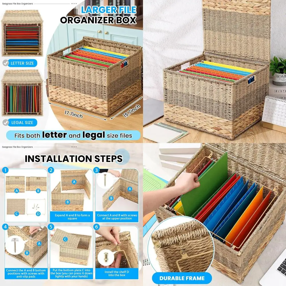 Большая корзина-органайзер из морской травы, 18x16x13 дюймов, для документов форматов Letter и Legal, плетеный подвесной шкаф для хранения с крышкой, Tricolo
Большая корзина-органайзер из морской травы, 18x16x13 дюймов, для документов форматов Letter и Legal, плетеный подвесной шкаф для хранения с крышкой, Tricolo