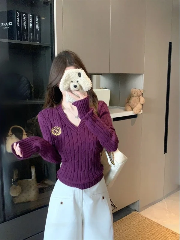 V-Neck Knitted Sweater Women's Slim Fit Base Layer Korean Style Long Sleeve Top Waist-Cinching Vintage Twist Design
V-Neck Knitted Sweater Women's Slim Fit Base Layer Korean Style Long Sleeve Top Waist-Cinching Vintage Twist Design