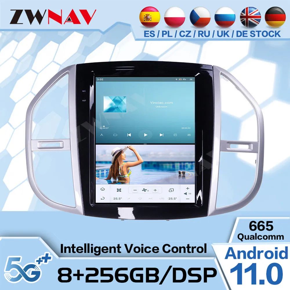 Qualcomm 665 8 + 256G Tesa-экран Android 11, автомобильный мультимедийный плеер для Benz Vito 2016-2018 2019 GPS аудио радио стерео головное устройство
Qualcomm 665 8 + 256G Tesa-экран Android 11, автомобильный мультимедийный плеер для Benz Vito 2016-2018 2019 GPS аудио радио стерео головное устройство