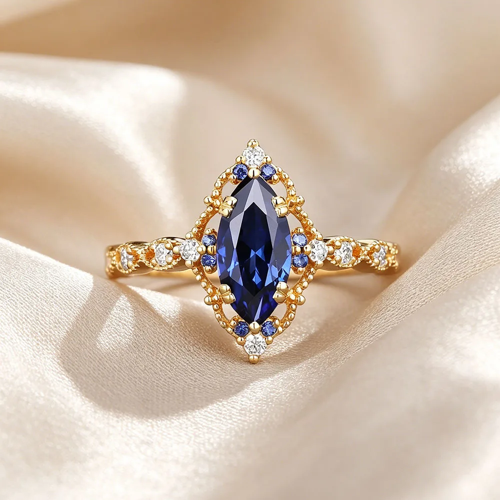 5*10mm Marquise Lab Sapphire Engagement Ring Vintage 14K Gold Milgrain Halo Moissanite Wedding Band Bridal Promise Anniversary
5*10mm Marquise Lab Sapphire Engagement Ring Vintage 14K Gold Milgrain Halo Moissanite Wedding Band Bridal Promise Anniversary