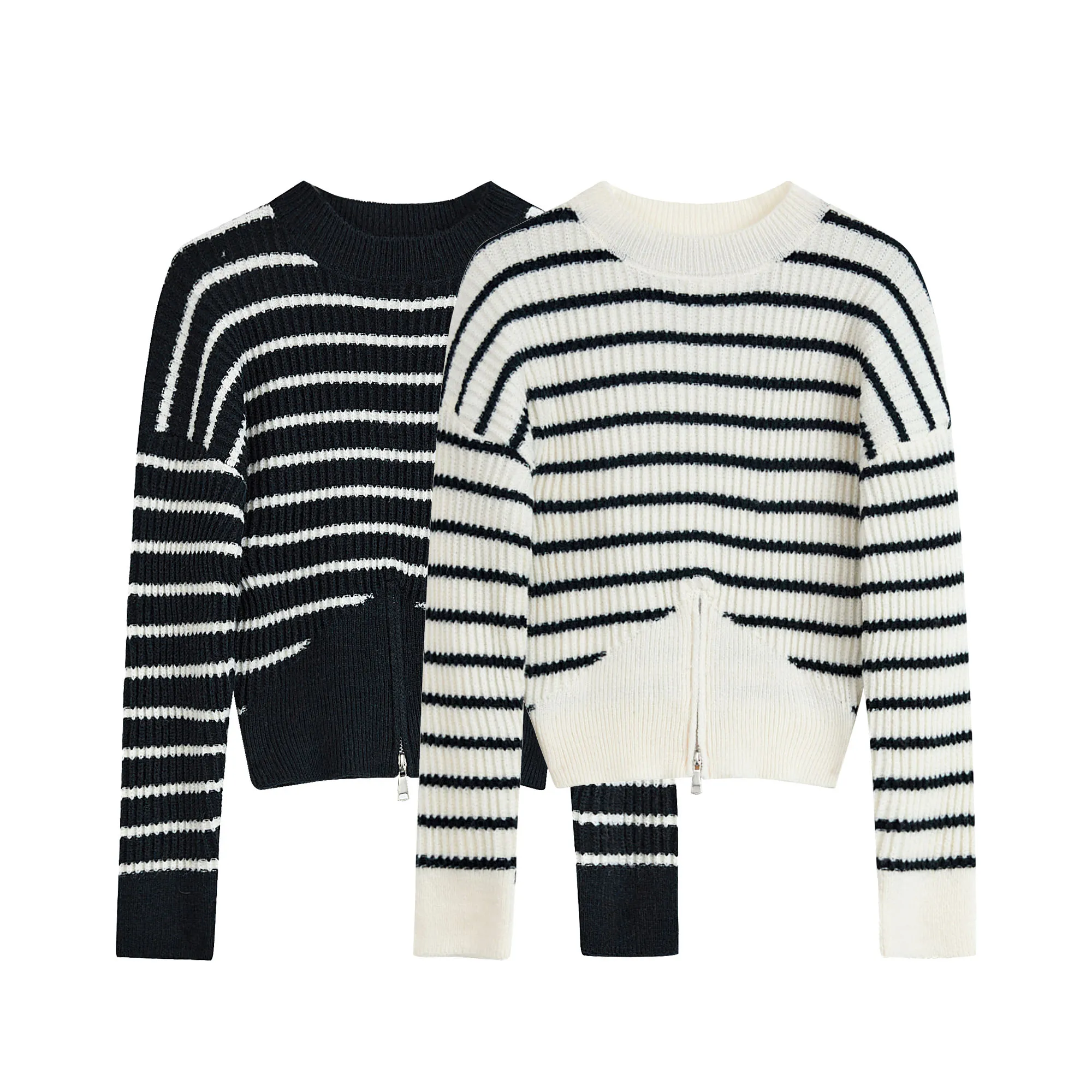 Contrast Stripe Sweater 2023 New Autumn Women's Round Neck Long Sleeve Personalized Zipper Front Split Knit Casual Fashion Top
Contrast Stripe Sweater 2023 New Autumn Women's Round Neck Long Sleeve Personalized Zipper Front Split Knit Casual Fashion Top