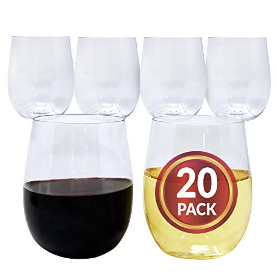 20 Pack Disposable Wine Glasses 12 oz Steml Plastic Wine Glasses for Parties BPA-Free, Shatterproof Plastic Clear Drinking Part
20 Pack Disposable Wine Glasses 12 oz Steml Plastic Wine Glasses for Parties BPA-Free, Shatterproof Plastic Clear Drinking Part