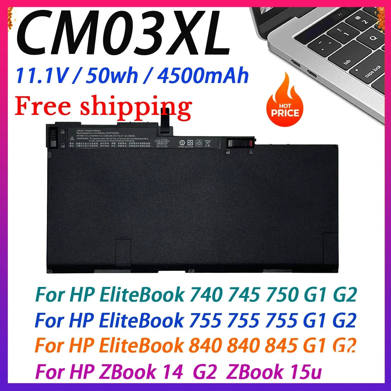 Новый аккумулятор для ноутбука CM03XL для HP EliteBook 840 845 850 750 745 740 G1 G2 серии HSTNN-DB4Q HSTNN-IB4R LB4R ZBook 14 G2 15u
Новый аккумулятор для ноутбука CM03XL для HP EliteBook 840 845 850 750 745 740 G1 G2 серии HSTNN-DB4Q HSTNN-IB4R LB4R ZBook 14 G2 15u