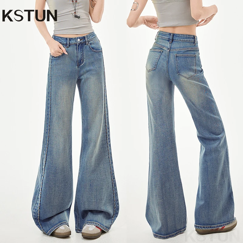 KSTUN Women's Jeans Stretch High-waisted Bell-bottom Jeans For Women Vintage Patchwork Stripes Mom Straight Leg Flared Pants
KSTUN Women's Jeans Stretch High-waisted Bell-bottom Jeans For Women Vintage Patchwork Stripes Mom Straight Leg Flared Pants