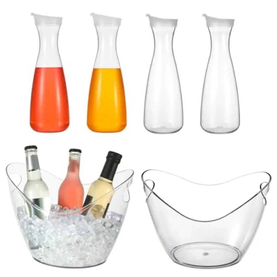Funnymoom 6 Pcs Acrylic Ice Bucket for Parties 4l Oval Beverage Tub 47 oz Plastic Water Carafes with Lids Plastic Pitcher for C
Funnymoom 6 Pcs Acrylic Ice Bucket for Parties 4l Oval Beverage Tub 47 oz Plastic Water Carafes with Lids Plastic Pitcher for C