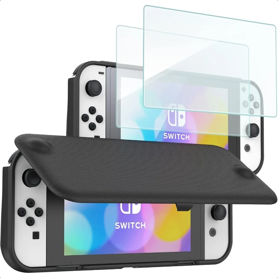 Flip Cover for Switch OLED with 2 Pack Tempered Glass Screen Protectors Slim Protective Case with Magnetically Detachable Fron
Flip Cover for Switch OLED with 2 Pack Tempered Glass Screen Protectors Slim Protective Case with Magnetically Detachable Fron