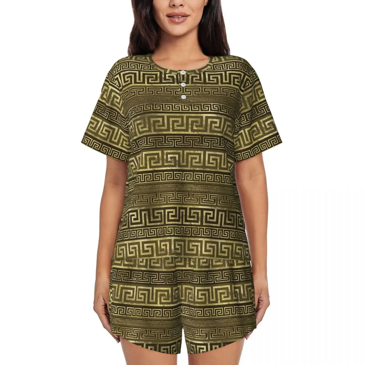 Greek Keys Meander Gold On Black Round Neck Short Sleeve Nightgowns for Sleeping Sleepshirts Women Loose Pajama Set Short Pants
Greek Keys Meander Gold On Black Round Neck Short Sleeve Nightgowns for Sleeping Sleepshirts Women Loose Pajama Set Short Pants