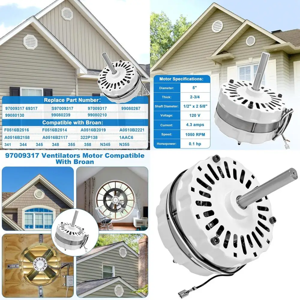 5 Diameter Attic Motor Ventilator Replacement for Broan Models 69317, 0516B2516, 0516B2514, 99080239, A0516B2019, 341, 344, 345,
5 Diameter Attic Motor Ventilator Replacement for Broan Models 69317, 0516B2516, 0516B2514, 99080239, A0516B2019, 341, 344, 345,