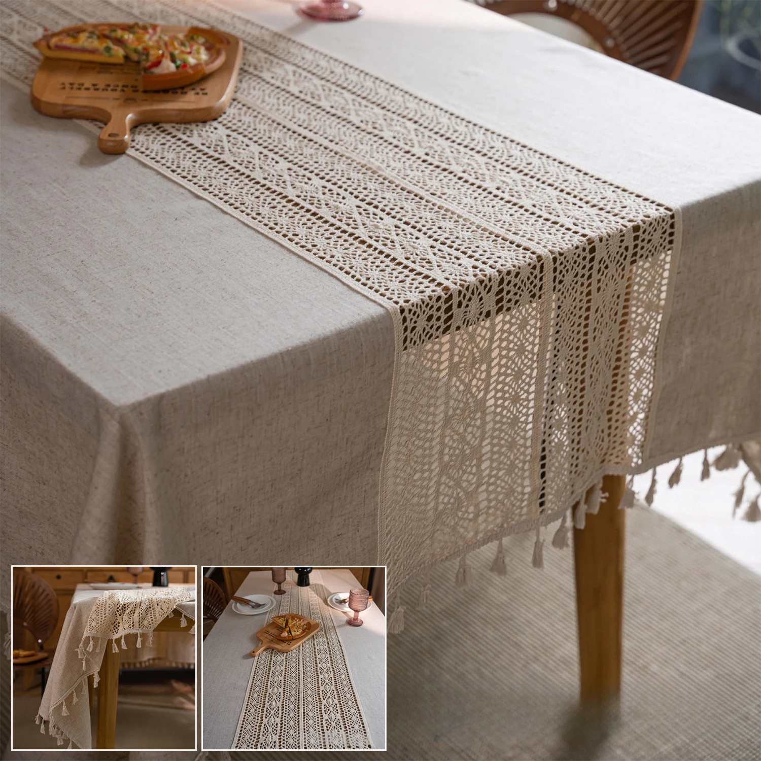1pc Bohemian Beige Linen Blend Tablecloth with Hand-Crocheted Mosaic Hollow-Out Design Square Table Cloth Manteles Para Fiesta
1pc Bohemian Beige Linen Blend Tablecloth with Hand-Crocheted Mosaic Hollow-Out Design Square Table Cloth Manteles Para Fiesta