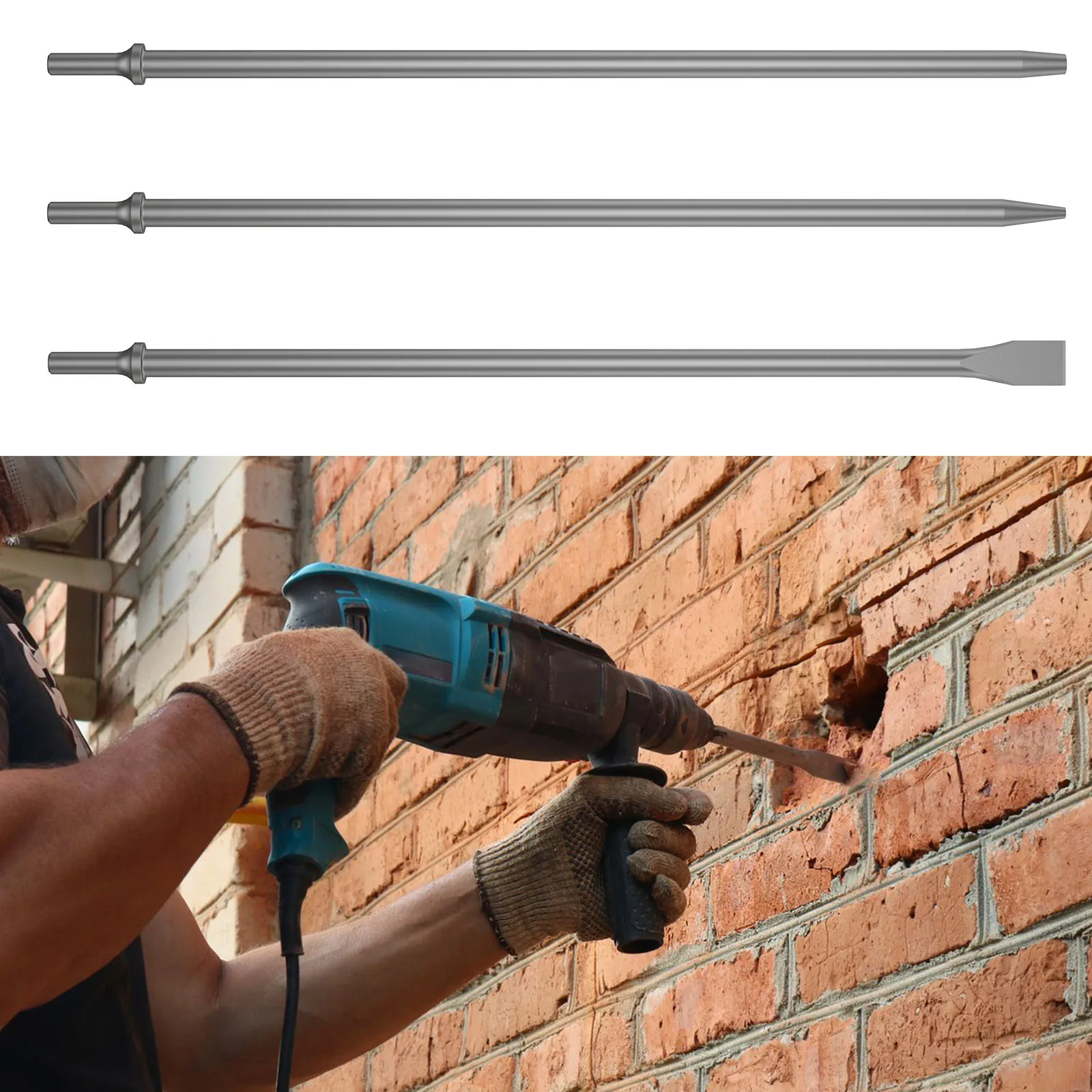 Pneumatic Taper Punch and Air Cold Chisel Three-Piece Set arbon Steel 7/32 inch Point Tip 3/8 inch Point Tip 3/4 inch Flat
Pneumatic Taper Punch and Air Cold Chisel Three-Piece Set arbon Steel 7/32 inch Point Tip 3/8 inch Point Tip 3/4 inch Flat