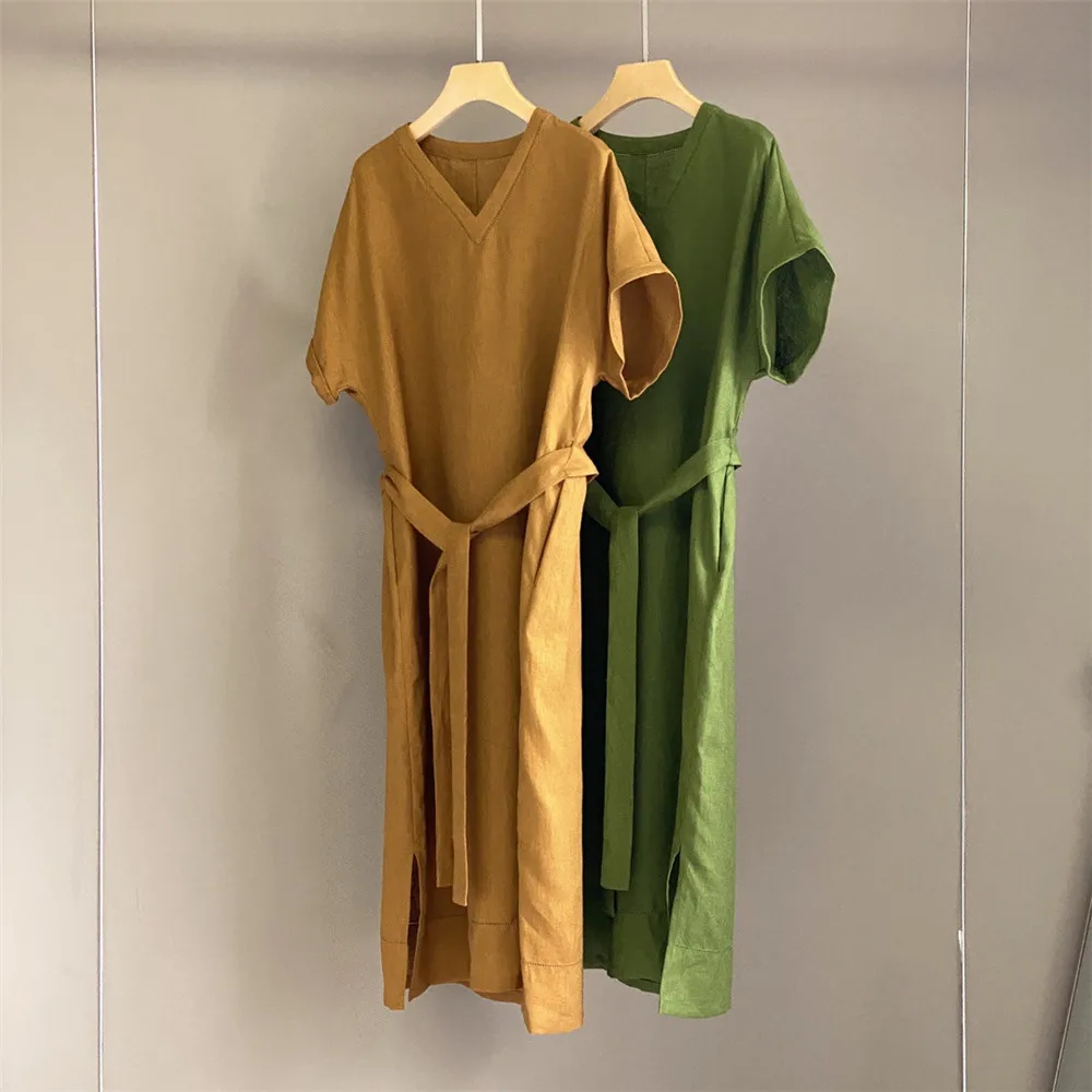 25 Spring/Summer New Small V-neck Solid Color Comfortable Casual Retro Linen Dress for Women
25 Spring/Summer New Small V-neck Solid Color Comfortable Casual Retro Linen Dress for Women