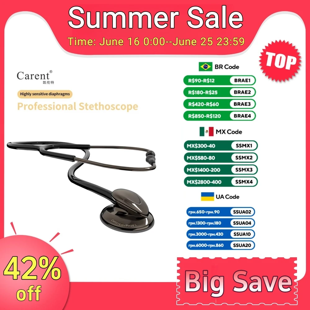 Carent Professional Universal Medical Stethoscopes Cardiology Stethoscope Dual Fetal Heart Multifunctional Medical Health Care
Carent Professional Universal Medical Stethoscopes Cardiology Stethoscope Dual Fetal Heart Multifunctional Medical Health Care