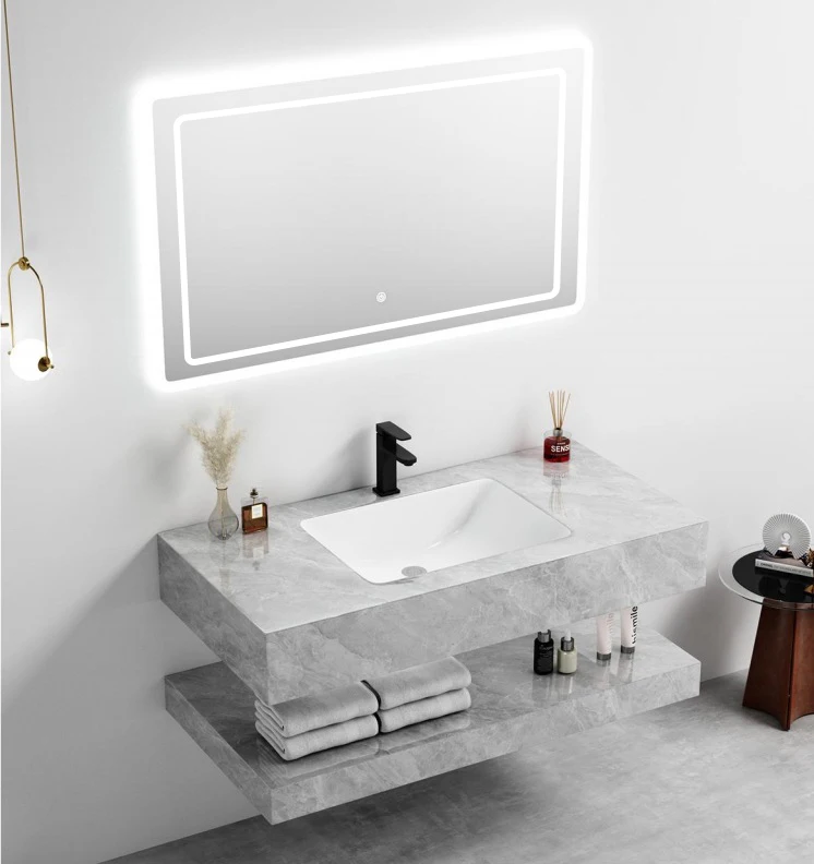 Factory New Project Simple Double Gloss Italian Grey Slate Washbasin Smart Light Emitting Diode Mirror Combination Bathroom
Factory New Project Simple Double Gloss Italian Grey Slate Washbasin Smart Light Emitting Diode Mirror Combination Bathroom