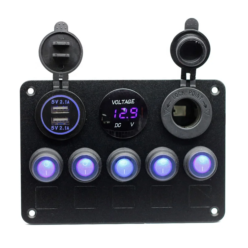 DC 12V 24V 5 gang Led Rocker Switch Panel 4.2A USB Charger Rocker switch control panel for Marine Car Boat
DC 12V 24V 5 gang Led Rocker Switch Panel 4.2A USB Charger Rocker switch control panel for Marine Car Boat