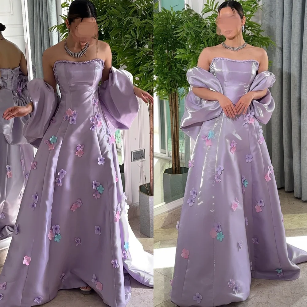 Customized Sparkly Purple Satin Evening Dresses Classic Strapless Celebrity Gowns Fashion Flowers Special Occasion Gowns
Customized Sparkly Purple Satin Evening Dresses Classic Strapless Celebrity Gowns Fashion Flowers Special Occasion Gowns