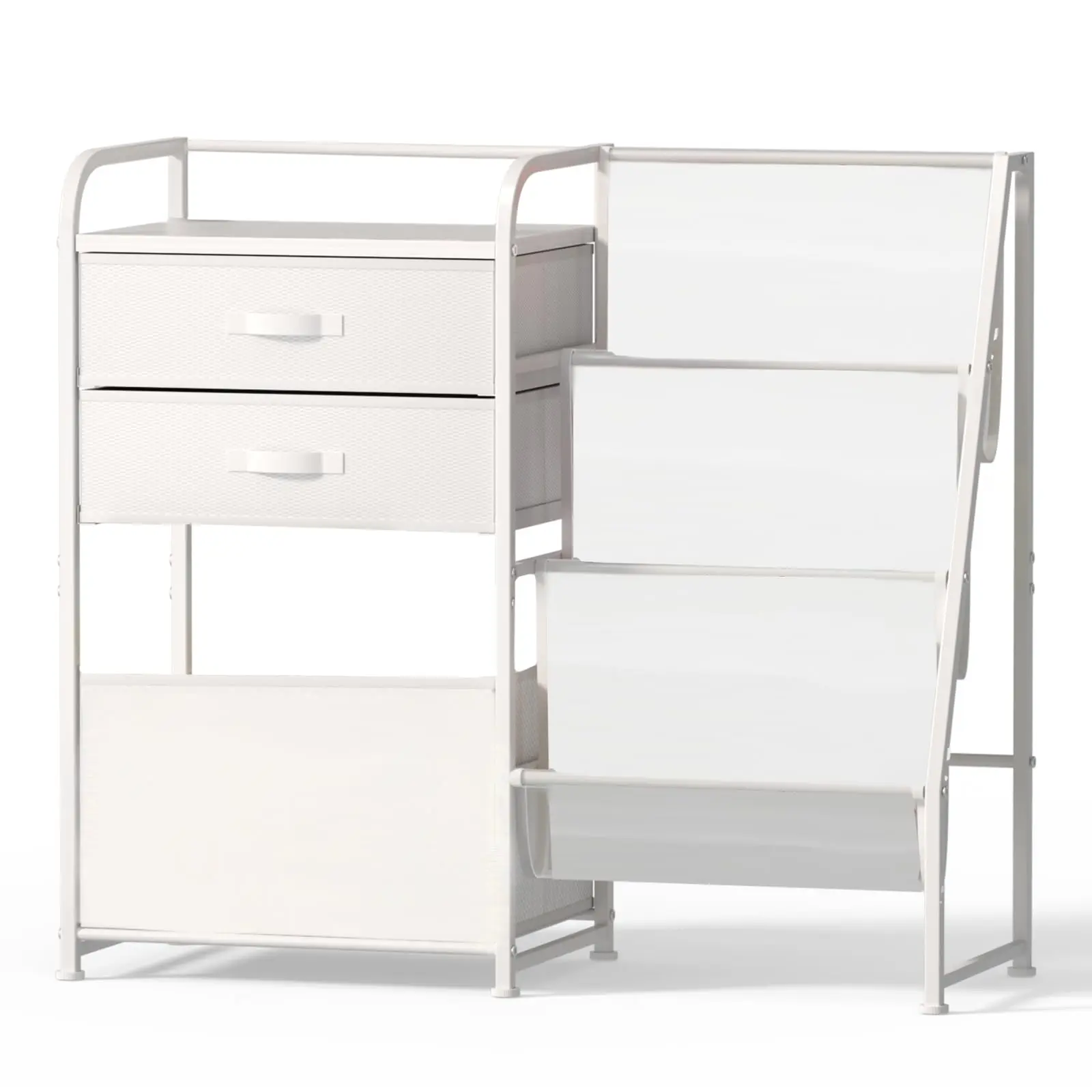 3-Tier Bookshelf With 2 Drawers And Storage Bin White Modern Style
3-Tier Bookshelf With 2 Drawers And Storage Bin White Modern Style