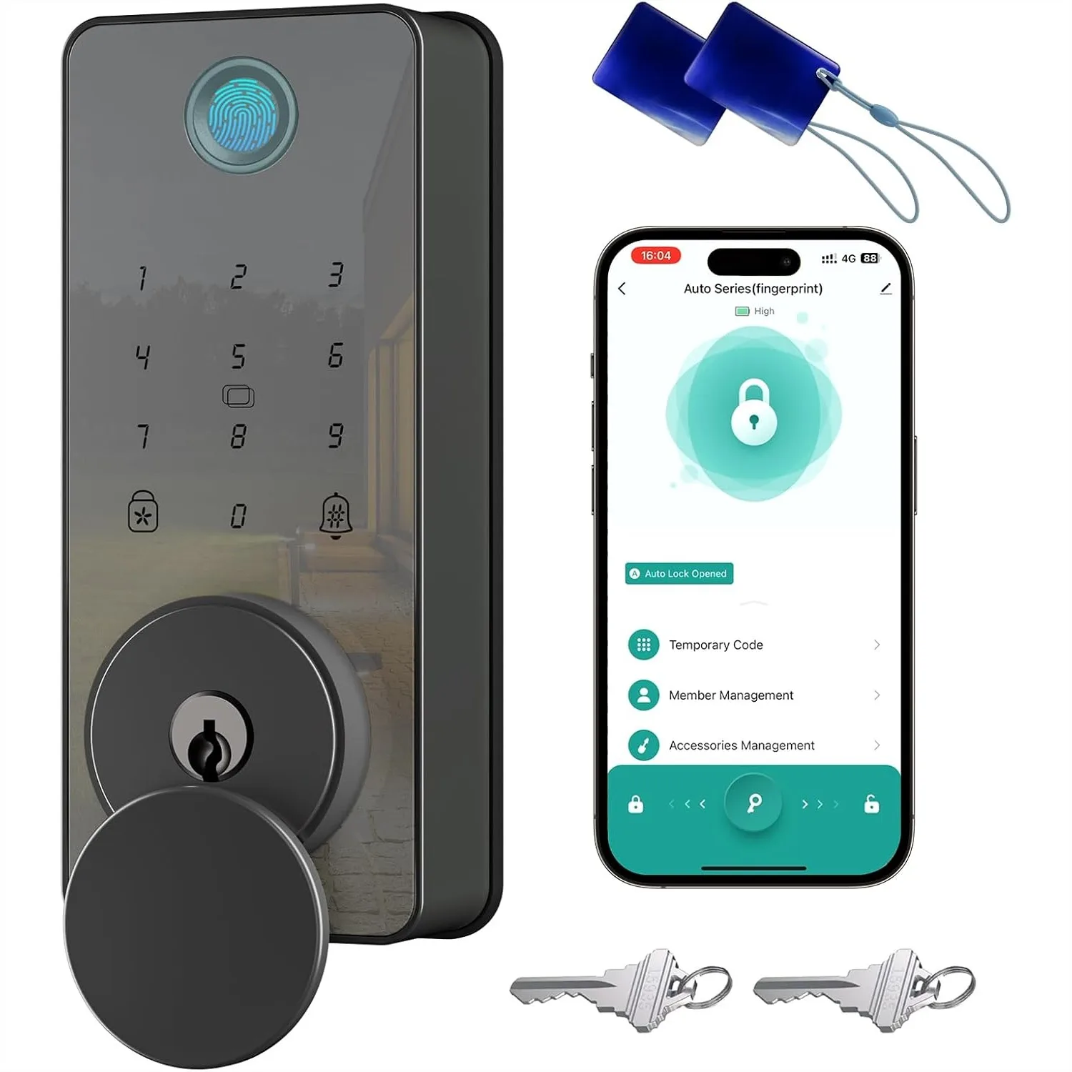 Fingerprint Door Lock, Keyless Entry Deadbolt with App Control, Auto & One Touch Lock, IP54 Waterproof, Easy Installation
Fingerprint Door Lock, Keyless Entry Deadbolt with App Control, Auto & One Touch Lock, IP54 Waterproof, Easy Installation