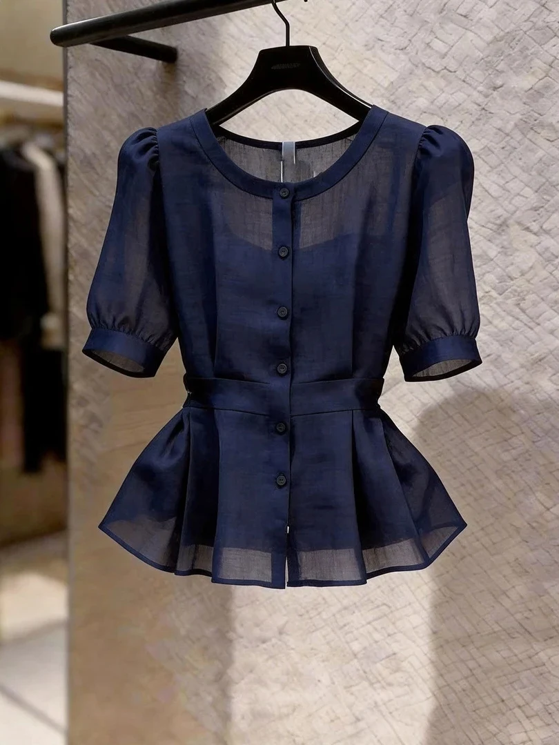 plus Size Fashion Bubble Sleeve Shirt Commute Style Waist-Cinching Blue Women's Shirt Korean Version Loose Fit Breathable
plus Size Fashion Bubble Sleeve Shirt Commute Style Waist-Cinching Blue Women's Shirt Korean Version Loose Fit Breathable
