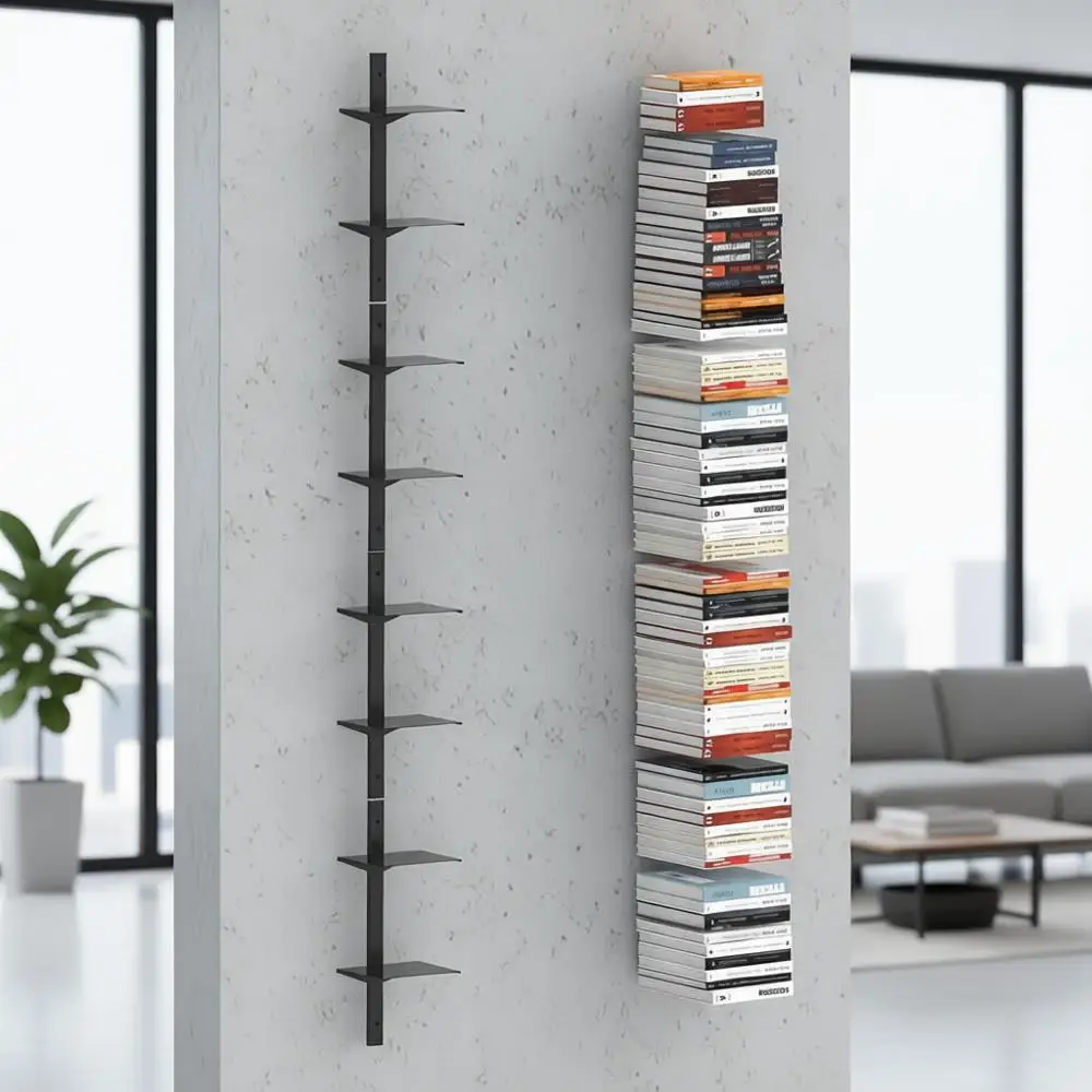 8-Tier Vertical Metal Bookshelf Organizer, Wall-Mounted, 4-Pack, Black, Ideal for Home, Office, Bedrooms, Kids' Rooms
8-Tier Vertical Metal Bookshelf Organizer, Wall-Mounted, 4-Pack, Black, Ideal for Home, Office, Bedrooms, Kids' Rooms