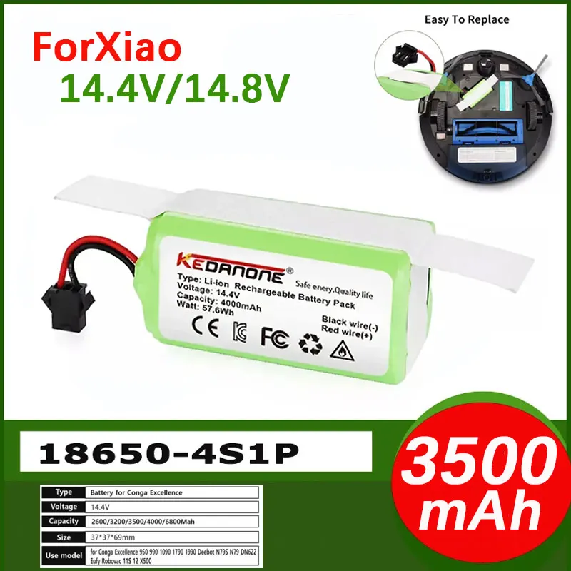 4S1P 14.4V high-capacity vacuum cleaning robot battery 3500 950 990 1090 1790 Deebot N79S N79 DN622 Eufy Robot 4000mAh
4S1P 14.4V high-capacity vacuum cleaning robot battery 3500 950 990 1090 1790 Deebot N79S N79 DN622 Eufy Robot 4000mAh