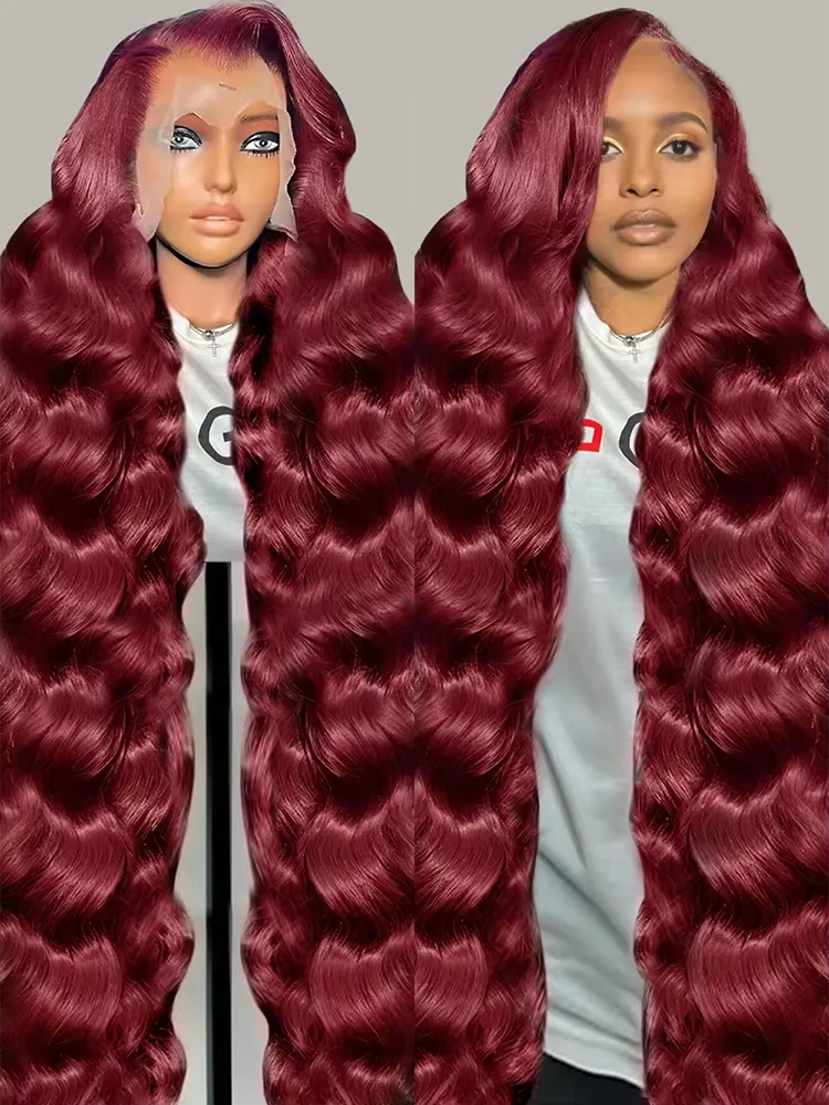 Transparent 99J Burgundy 13x6 Lace Frontal Body Wave Wig Red Colored Human Hair 13x4 HD Lace Frontal Wigs For Women Bleach Knots
Transparent 99J Burgundy 13x6 Lace Frontal Body Wave Wig Red Colored Human Hair 13x4 HD Lace Frontal Wigs For Women Bleach Knots