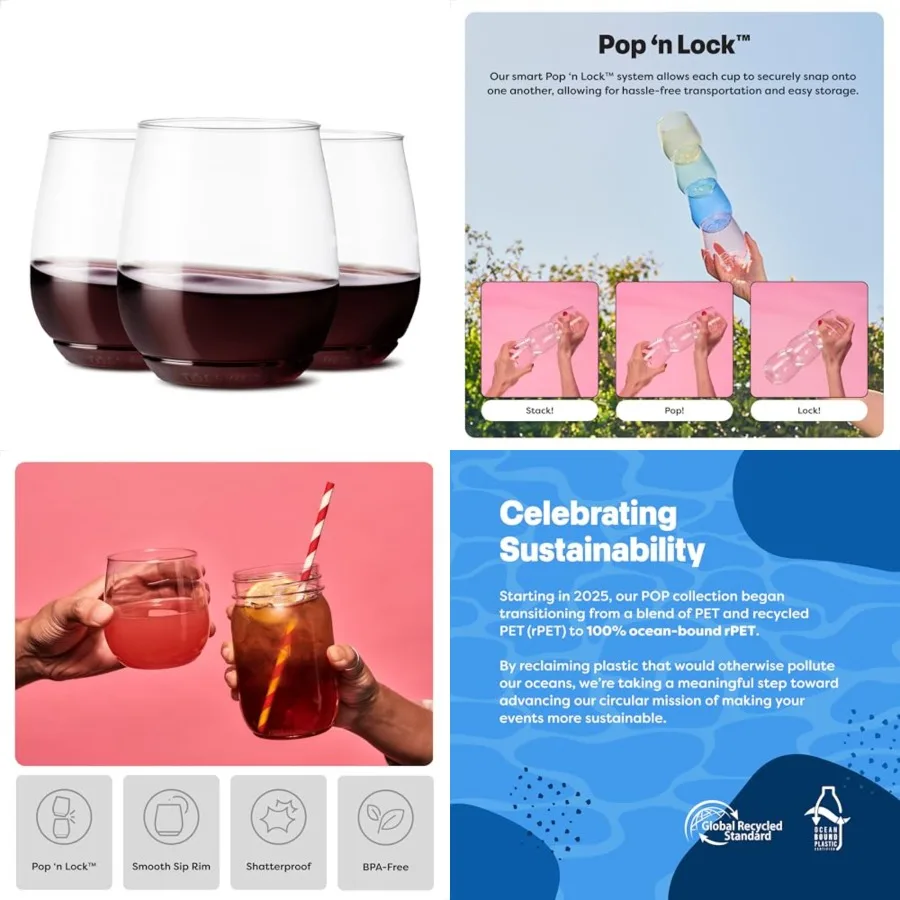 POP 14oz Vino SET OF 48, Recyclable, Unbreakable Unbreakable Crystal Plastic Wine Glasses, Pack of 1
POP 14oz Vino SET OF 48, Recyclable, Unbreakable Unbreakable Crystal Plastic Wine Glasses, Pack of 1