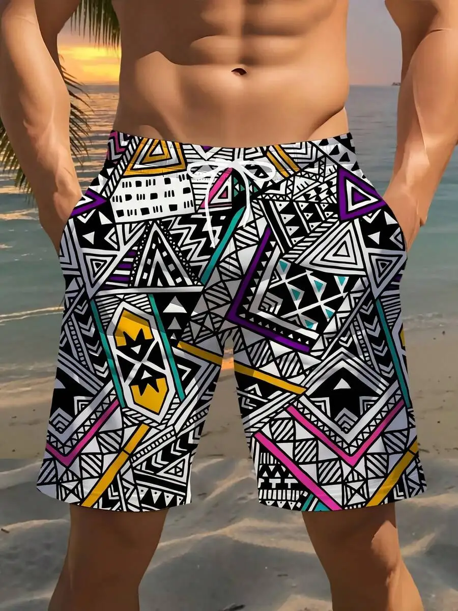 Mens Casual Geometric Print Beach Shorts With Drawstring Breathable Summer Pants Plus Size
Mens Casual Geometric Print Beach Shorts With Drawstring Breathable Summer Pants Plus Size