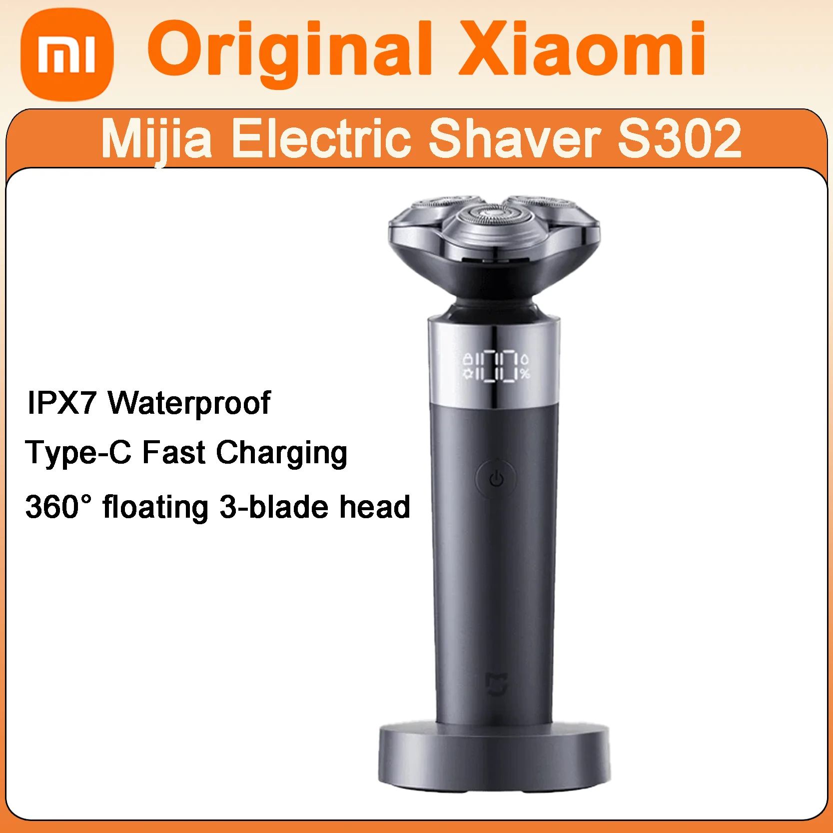 Original Mijia Electric Shaver S302 LED Digital Display IPX7 Waterproof Dual Ring Curved Blade Foil Shaver TypeC Fast Charging
Original Mijia Electric Shaver S302 LED Digital Display IPX7 Waterproof Dual Ring Curved Blade Foil Shaver TypeC Fast Charging