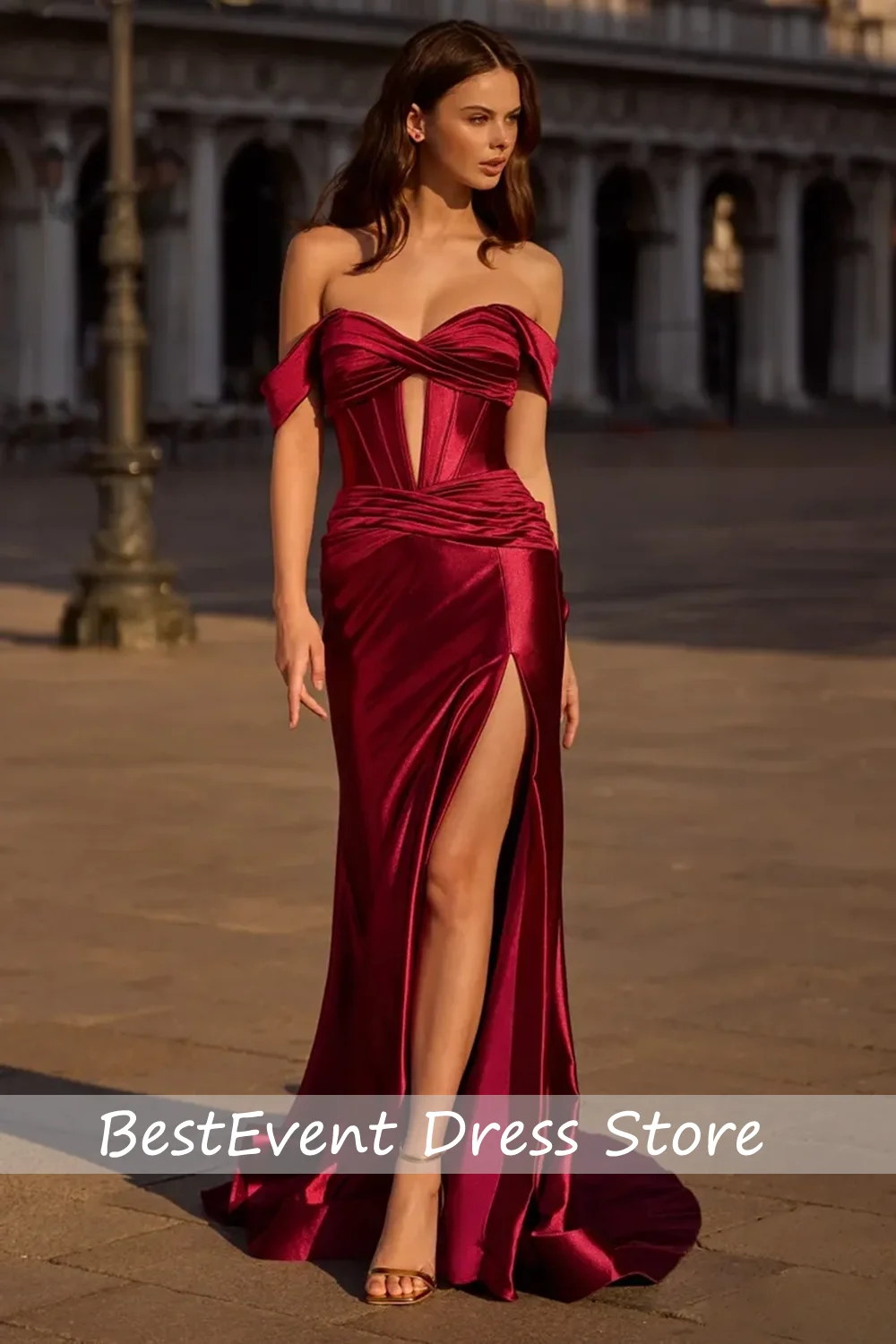 Custom Made Red Off Shoulder Formal Night Party Dress Pleated Mermaid Sexy Floor Length Side Slit Prom Dress with Train
Custom Made Red Off Shoulder Formal Night Party Dress Pleated Mermaid Sexy Floor Length Side Slit Prom Dress with Train