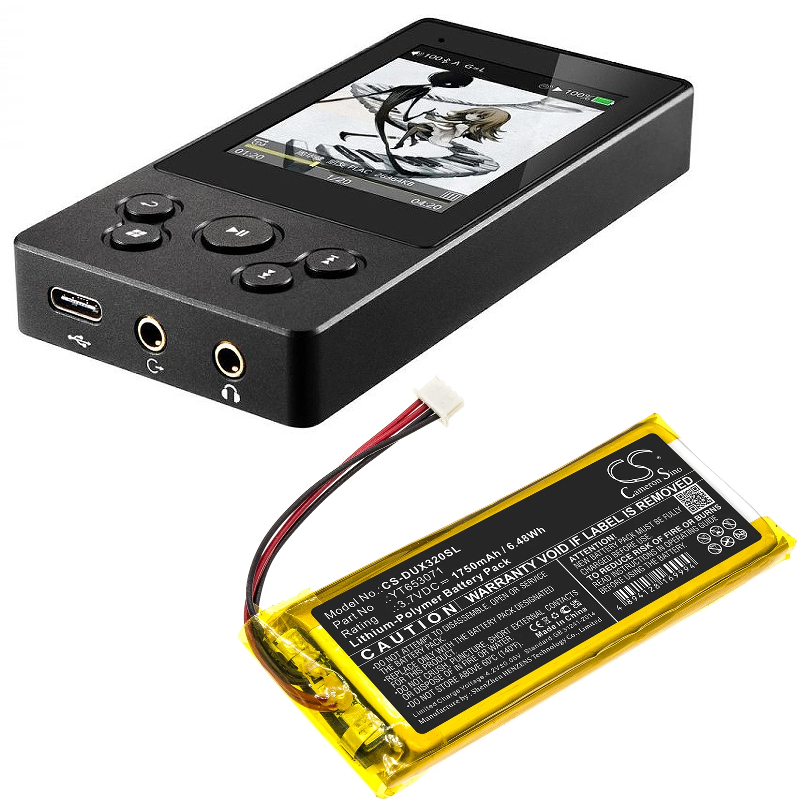 Media Player 1750mAh Battery For XDUOO X3 Mark II YT653071
Media Player 1750mAh Battery For XDUOO X3 Mark II YT653071