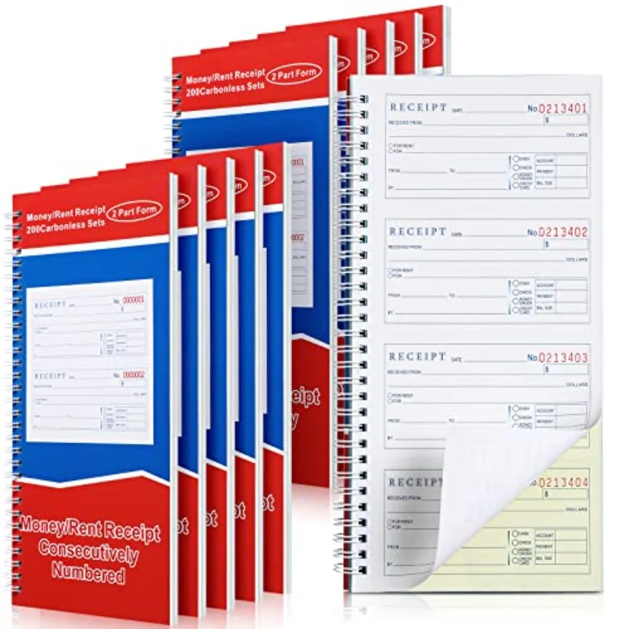 10 Pcs 5-1/4" x 11" Books Money and Rent Receipt Book 2 Part Carbonless Receipt Book with Carbonless Copies Spiral Bound Cover
10 Pcs 5-1/4" x 11" Books Money and Rent Receipt Book 2 Part Carbonless Receipt Book with Carbonless Copies Spiral Bound Cover