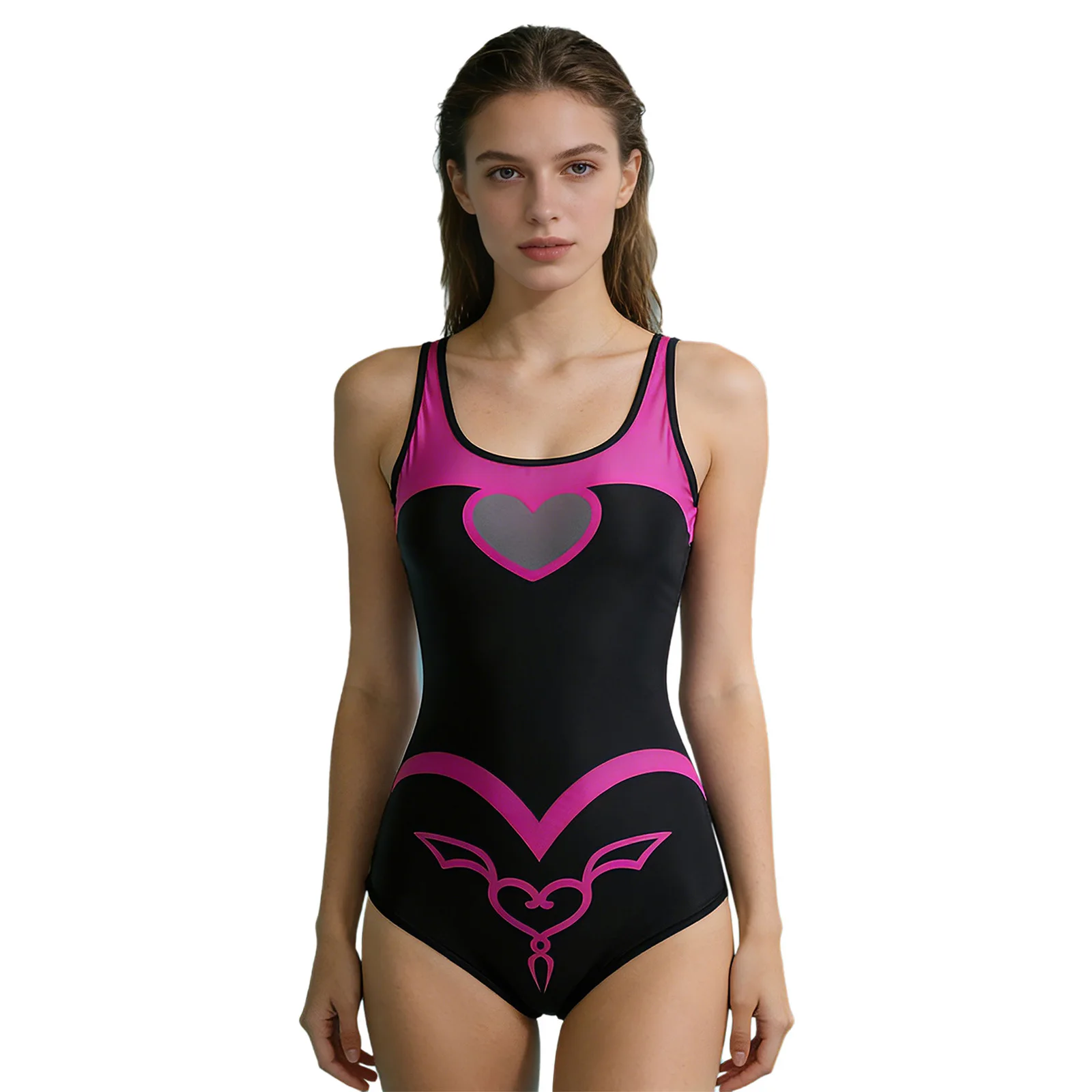 Women Color Block Heart Printed Athletic One-Piece Swimsuit Leotard RacerBack U Neck Sleeveless Bathing Suit Training Swimwear
Women Color Block Heart Printed Athletic One-Piece Swimsuit Leotard RacerBack U Neck Sleeveless Bathing Suit Training Swimwear