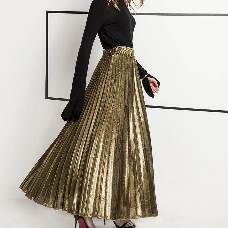 2023 Autumn and Winter New Pleated Casual Half-length Skirt Style Slim High Waist Big Swing Golden Skirt Women
2023 Autumn and Winter New Pleated Casual Half-length Skirt Style Slim High Waist Big Swing Golden Skirt Women