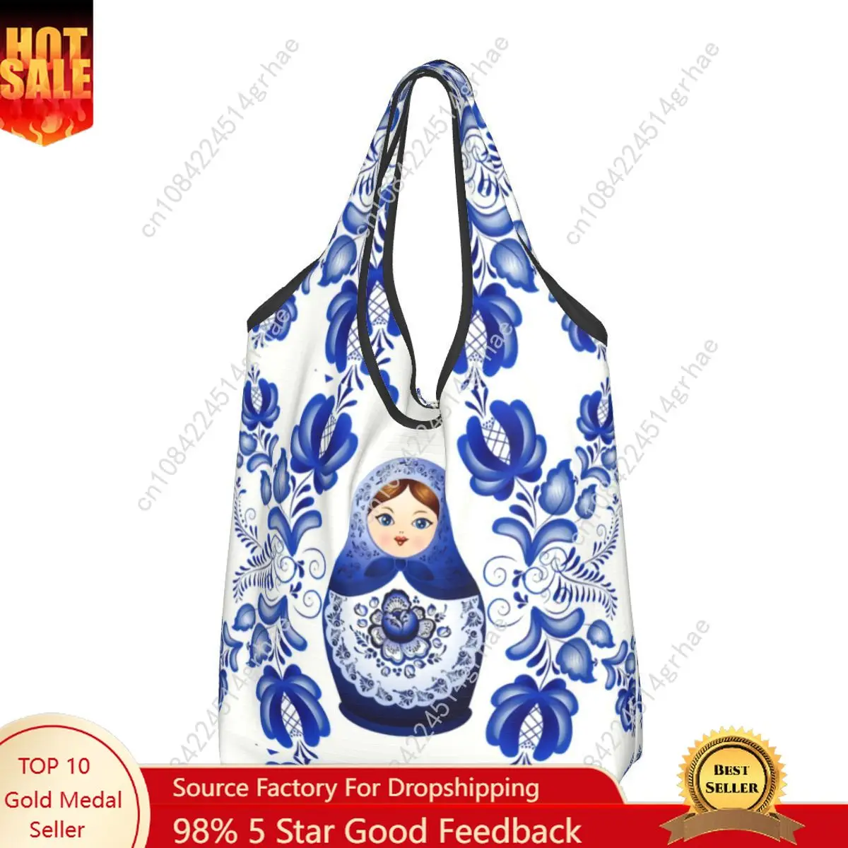 Custom Recycling Matryoshka Doll Russia Shopping Bag Women Tote Bag Portable Russian Folk Art Grocery Shopper Bags
Custom Recycling Matryoshka Doll Russia Shopping Bag Women Tote Bag Portable Russian Folk Art Grocery Shopper Bags