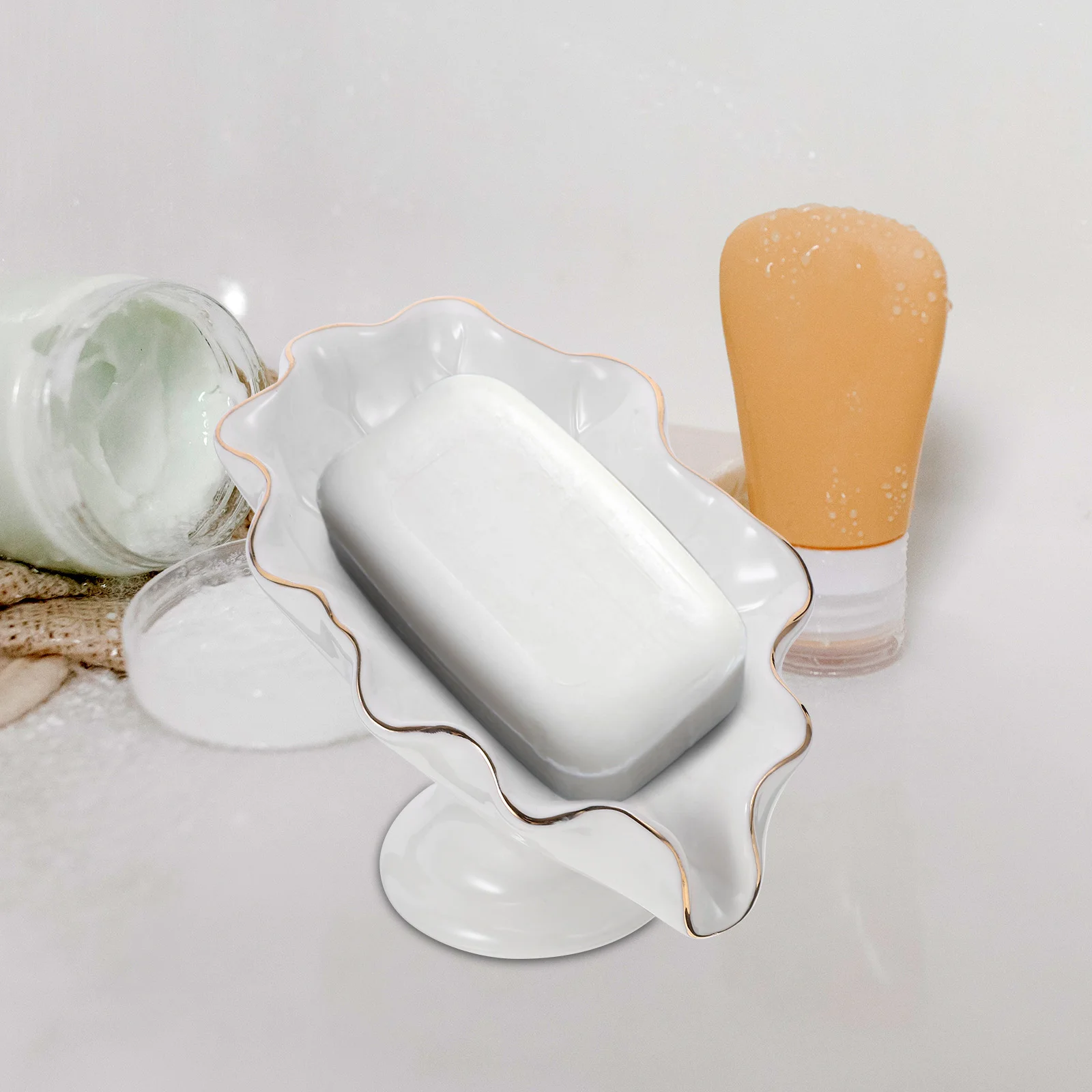 Self Draining Ceramic Soap Dish Holder Flat Bottom for Shower Toilet Vanity Wear-Resistant Soap Tray Lotus Leaf Style
Self Draining Ceramic Soap Dish Holder Flat Bottom for Shower Toilet Vanity Wear-Resistant Soap Tray Lotus Leaf Style