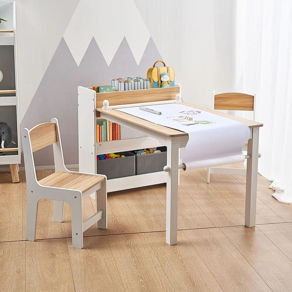 LuxenHome Kids Table and Chairs Set with Paper Roll Holder, Wooden Toddler Activity Table with Chairs Set with Storage Bins & Bo
LuxenHome Kids Table and Chairs Set with Paper Roll Holder, Wooden Toddler Activity Table with Chairs Set with Storage Bins & Bo