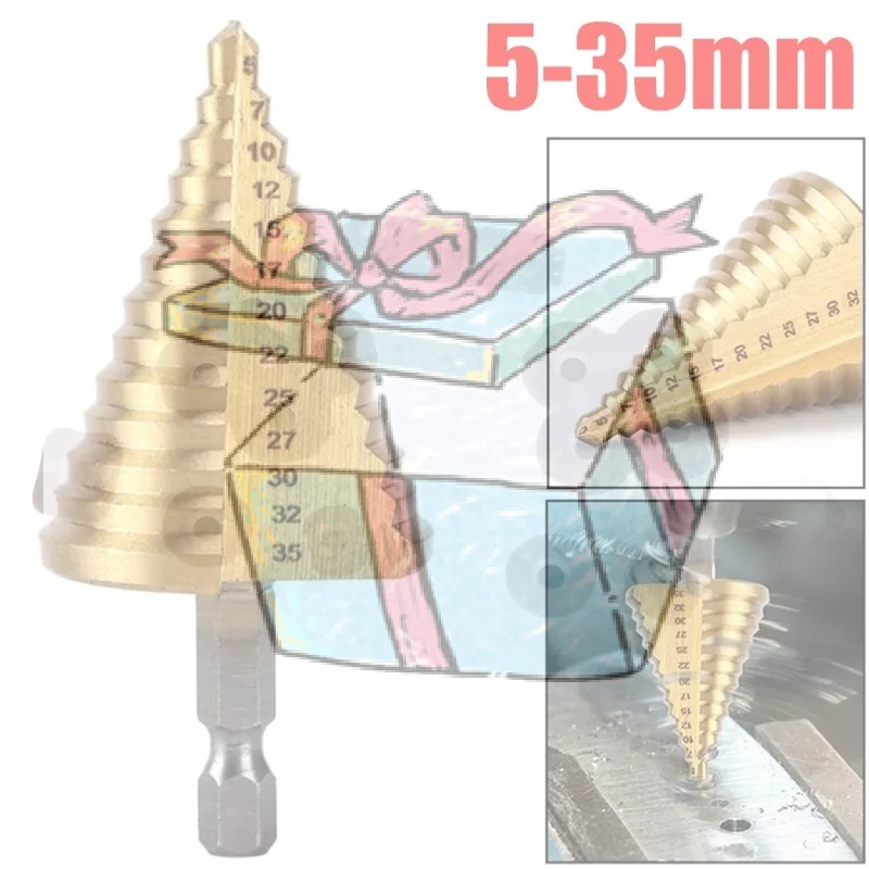 5-35 Gold Titanium Plate Pagoda Drill Hexagonal Straight Groove Step Drill Bit Wood Plastic Aluminum Hole Expand Tool Accessory
5-35 Gold Titanium Plate Pagoda Drill Hexagonal Straight Groove Step Drill Bit Wood Plastic Aluminum Hole Expand Tool Accessory