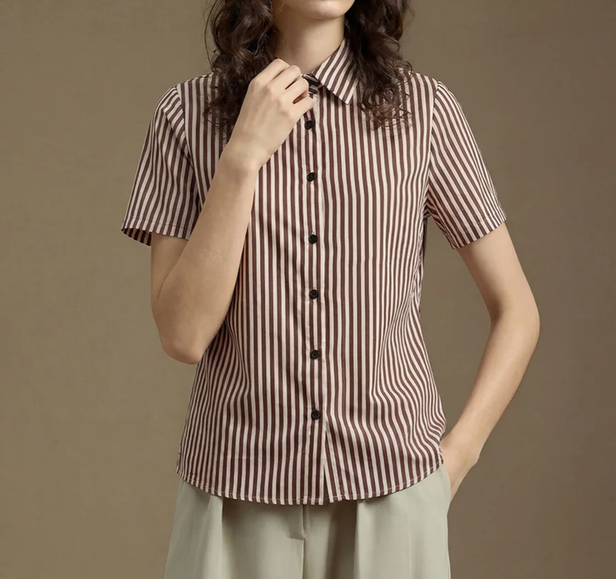 Women's T-Shirt 2026 Spring Summer New Turn-Down Collar Short Sleeve Single-Breasted Fashion Casual Striped Shirt Top
Women's T-Shirt 2026 Spring Summer New Turn-Down Collar Short Sleeve Single-Breasted Fashion Casual Striped Shirt Top