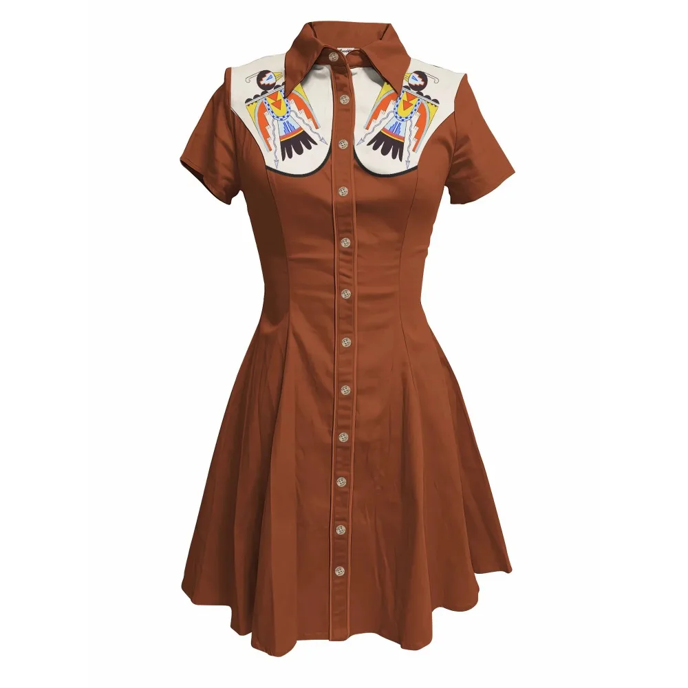 Bird Kite Print Women's Western Cowboy Dress Short Sleeve Button Down 100% Cotton Sexy Slim Casual Dress Vintage Pink Dresses
Bird Kite Print Women's Western Cowboy Dress Short Sleeve Button Down 100% Cotton Sexy Slim Casual Dress Vintage Pink Dresses