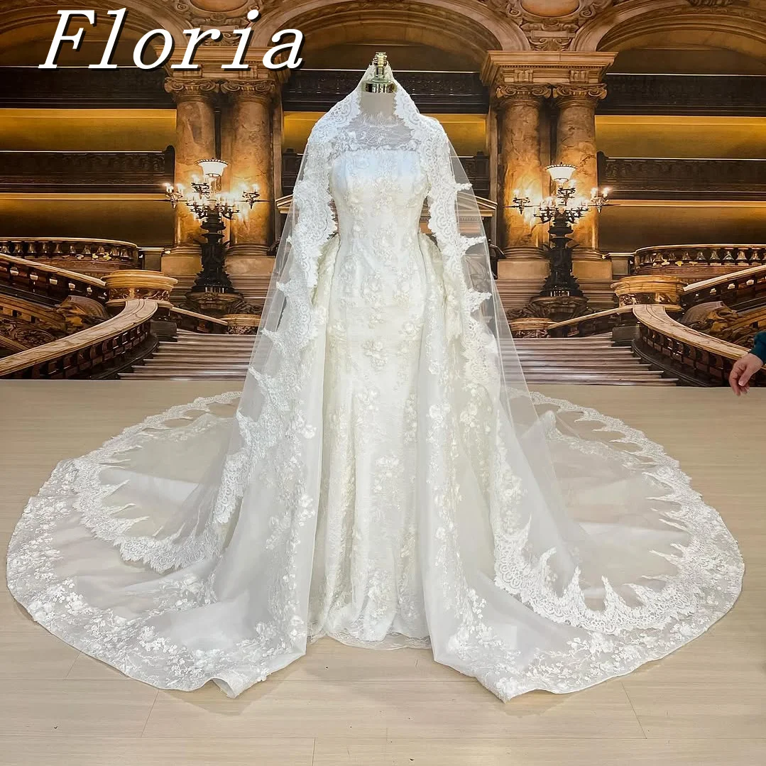 Elegant 3 Pieces Lace Appliques Mermaid Wedding Dresses Long Sleeves Formal Bridal Dress With Detachable Train Vestina De Novia
Elegant 3 Pieces Lace Appliques Mermaid Wedding Dresses Long Sleeves Formal Bridal Dress With Detachable Train Vestina De Novia