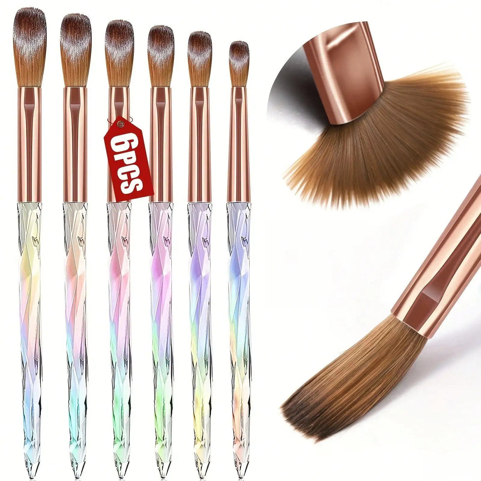6pcs Acrylic Nail Art Brush Set, Sizes 4/6/8/10/12/14. Suitable for Acrylic Nail Powder Application & Gradient Nail Art Brushes. Ideal for DIY Nail Salon.
6pcs Acrylic Nail Art Brush Set, Sizes 4/6/8/10/12/14. Suitable for Acrylic Nail Powder Application & Gradient Nail Art Brushes. Ideal for DIY Nail Salon.