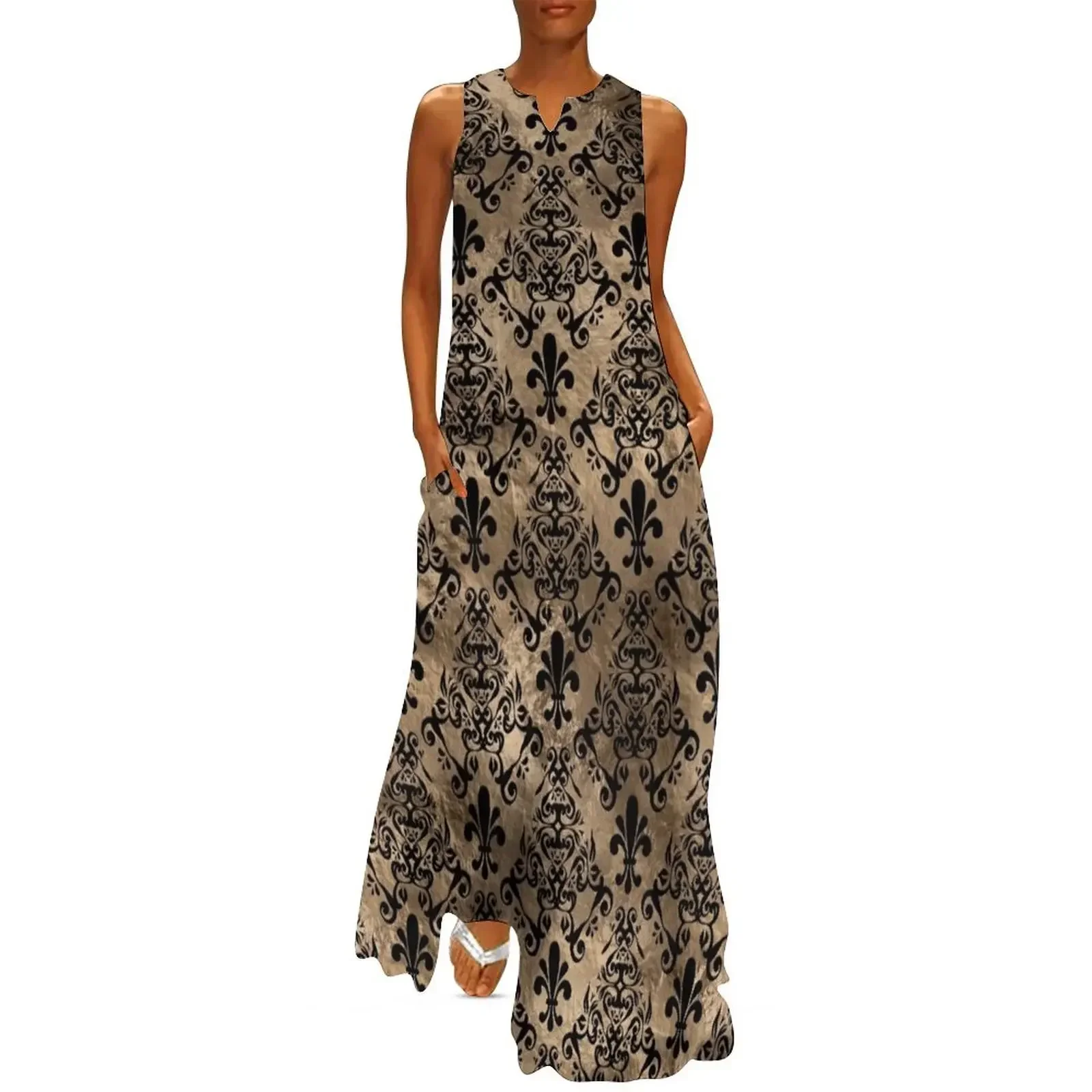 Fleur-de-lis pattern black on gold Long Dress women clothing 2025 new arrivals dress for women Dress
Fleur-de-lis pattern black on gold Long Dress women clothing 2025 new arrivals dress for women Dress