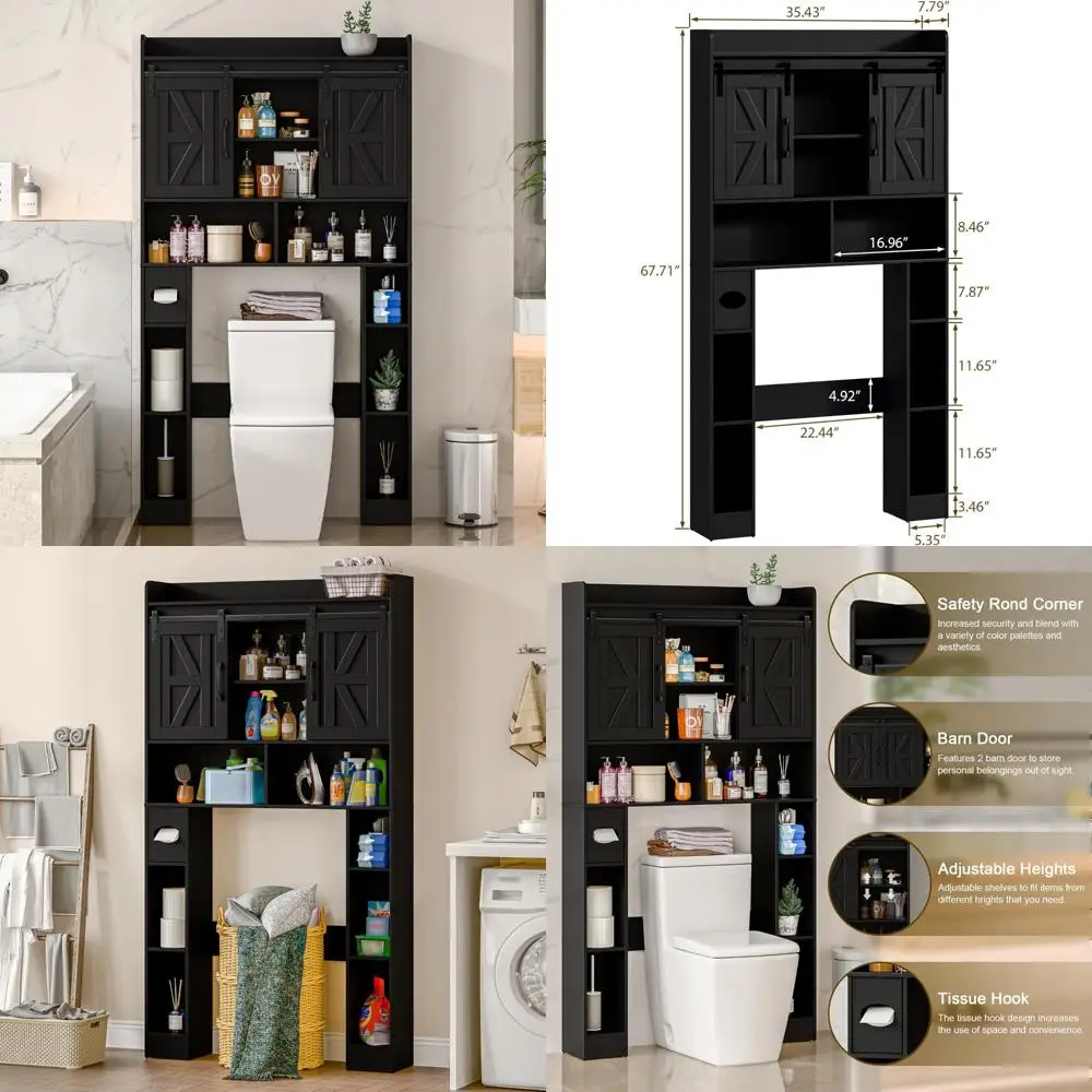 Space-Saving Toilet Storage Cabinet with Sliding Doors for Home, Over Toilet Rack for Bathroom Organization
Space-Saving Toilet Storage Cabinet with Sliding Doors for Home, Over Toilet Rack for Bathroom Organization