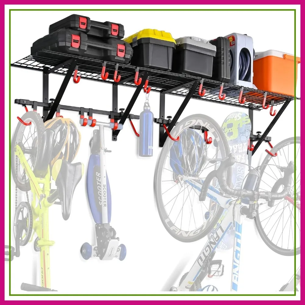 Garage Wall Shelving with Bike Hooks, Adjustable Wall Mount Storage Organizer, 250 lbs Capacity, 2-Pack, Black
Garage Wall Shelving with Bike Hooks, Adjustable Wall Mount Storage Organizer, 250 lbs Capacity, 2-Pack, Black