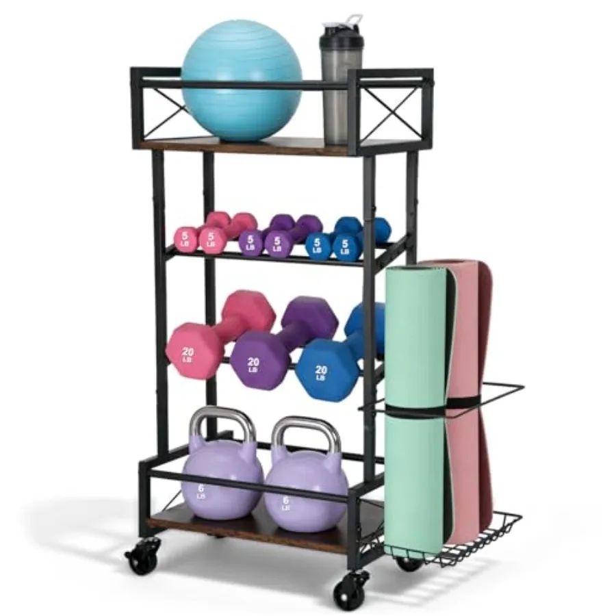 Home Gym Storage Rack Retro Metal and Wood Weight Storage Racks for Yoga Mat 360° Roller and Fitness Equipment 60 Lbs per Shelf
Home Gym Storage Rack Retro Metal and Wood Weight Storage Racks for Yoga Mat 360° Roller and Fitness Equipment 60 Lbs per Shelf