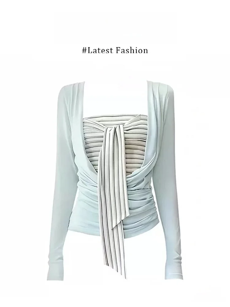 Marie Korean Style Striped Long Sleeve Wrap Neck Tube Top And Cover up Set Women's Fashion Summer Outfit Polyester Fiber
Marie Korean Style Striped Long Sleeve Wrap Neck Tube Top And Cover up Set Women's Fashion Summer Outfit Polyester Fiber
